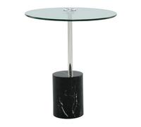 Table d'Appoint en Marbre "Rosario" 50cm Argent & Noir