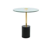 Table d'Appoint en Marbre "Rosario" 50cm Or & Noir