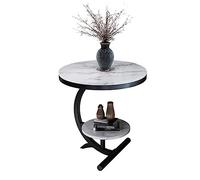 Table d'appoint en marbre - Table d'appoint Robuste avec Structure en métal | Table d'appoint peu encombrante avec plateau en marbre et structure métallique robuste, servant à la fois de support pour