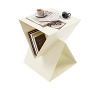 Table d'appoint en métal 40 × 40 × 50 cm, petite table basse, beige | Table de salon, étagère ouverte et bords arrondis, prête à l'emploi pour canapé, lit ou bureau
