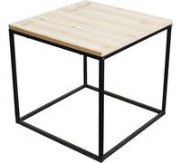 Table d'appoint en métal avec plateau en bois - 39 x 39 cm - Table basse carrée ou tabouret à fleurs