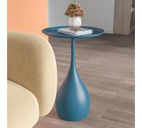 Table D'appoint en Métal avec Plateau, Petite Table Basse Ronde, Table De Canapé, Table D'appoint Moderne, Table De Chevet pour Chambre À Coucher, Montage Facile,Bleu