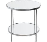 Table d'appoint en métal chromé coloris gris et verre - diamètre 45 x hauteur 46 cm - PEGANE - Gris G