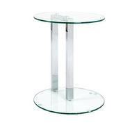 Table d'appoint en metal chrome et verre trempe - Dim : diam 40 x H50 cm --