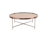 Table d'appoint en métal cuivré, cadre en fer pliable, plateau verre amovible effet miroir - Zuiver, Cupid - Ø83x35 cm