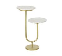 Table d'appoint en métal doré et marbre coloris blanc - longueur 45 x profondeur 27 x hauteur 63 cm --