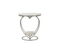 Table d'appoint en métal et marbre Heart 40 x 45.5 cm argenté et blanc