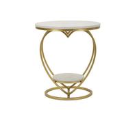 Table d'appoint en métal et marbre Heart 40 x 45.5 cm doré et blanc
