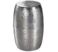 FineBuy Table d'Appoint Ronde 30x30x49,5 cm Métal Argentée | table oriental d'appoint finition martelée, pièce unique faite main, utilisable comme porte-plantes et chevet