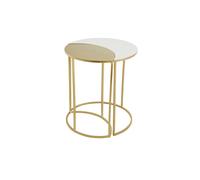 Table d'appoint en métal laqué blanc et doré TOSCANE