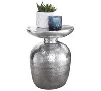 Table d'appoint en métal martelé gris FINEBUY - Design oriental - 36 5x46x36 5 cm
