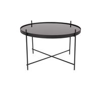 Table d'appoint en métal noir et verre trempé, plateau amovible, pliable, grand - Zuiver, Cupid - 63x63x40 cm