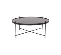 Table d'appoint en métal noir, plateau en verre trempé amovible, pliable, XXL - Zuiver, Cupid - Ø83xH35 cm