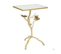 Mauro Ferretti Table d'appoint Tisty métal doré plateau miroir 40x30x60 cm
