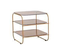 Table d'appoint en verre ambre, avec rangement, 3 niveaux - Hübsch, Echo - 41x41x42 cm