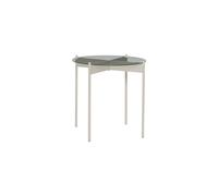 Table d'appoint en verre beige, carrée, base en métal en croix - Hübsch, Beam - 45x45x42 cm