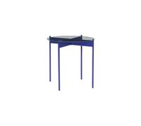 Table d'appoint en verre bleu, avec rangement, structure en fer, carrée - Hübsch, Beam - 45x45x42 cm