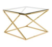 Beliani Table d'Appoint Carrée 60 cm avec Plateau en Verre et Cadre en Métal Doré au Style Moderne et Glamour