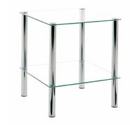 HAKU Möbel Table d'appoint Eliot – métal chromé, plateau verre trempé – 39×47×39 cm – moderne