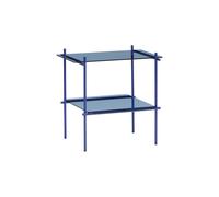 Table d'appoint en verre et fer bleu, carrée, moderne - Hübsch, Niche - 40x39x34 cm