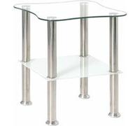 HAKU Table d'appoint Henia – Acier inox & Verre trempé – Blanc – L40×H47×P40 cm