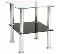 HAKU Möbel Table d'appoint Acier INOX, Noir, INOX, Verre trempé, Verre trempé - Dim.: L 40 cm x H 47 cm x P 40 cm, Style: Modern