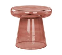 Beliani Table d'Appoint Ronde en Verre Teinté Rouge 39 cm Diamètre Moderne Caldera