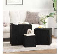 Table d'appoint - Ensemble de 3 tables - Bois d'ingénierie - Noir - Empilables