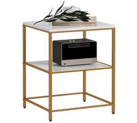 HOMCOM Table Basse, Table d'appoint, Bout de canapé, 2 étagères Effet marbre et Structure en métal doré, pour Salon, Chambre, 44L x 40l x 54,5H cm