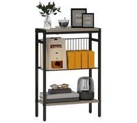 Table d'appoint étroit - HOMCOM - 3 niveaux - étagères de rangement - cadre en acier - pour salon, chambre - 43x18x62,5cm - gris