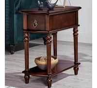 Table d'appoint étroite moderne du milieu du siècle en bois massif avec tiroir de rangement et étagère de rangement élégante pour chambre à coucher et salon (noyer 57,9 x 30 x 58,9 cm)