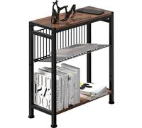 Table d'appoint étroite, petite table basse avec 3 étagères, porte-magazines, canapé table d'appoint pour pièces étroites, treillis métallique, table de chevet pour salon, chambre à coucher, bureau