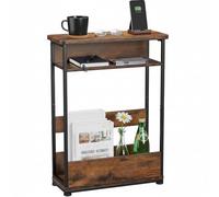 Table d'appoint étroite vintage avec rangement, 3 niveaux, table de chevet moderne pour les espaces étroits et petits, petite table de chevet pour chambre à coucher, canapé vintage