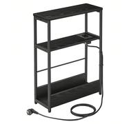 Table d'Appoint Fine avec Multiprise, Table de Chevet à 3 Niveaux, Bout de Canapé, pour Petits Espaces, Porte-Magazines, Salon, Chambre, Bureau, Noir Boisé et Noir d'encre À propos de cet article[S'ad