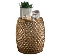 FineBuy Table d'Appoint Ronde 32x32x42 cm Métal Dorée | table oriental d'appoint finition martelée, pièce unique faite main, utilisable comme porte-plantes et chevet
