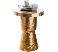 Table d'appoint FineBuy en métal martelé 43x59x43 cm - Design oriental rond [d'or]