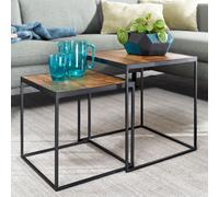 Table d'appoint FineBuy Table de salon en bois massif 2 pièces Table basse Set d'angle