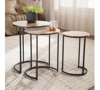 Table d'appoint FineBuy table de salon set de 3 en métal table de salon ronde or