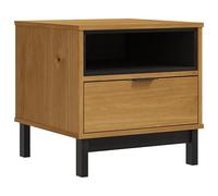 Table d'appoint FLAM en bois massif de pin 50 x 50 x 50 cm | Veines droites, meuble rustique, rangement de magazines et livres, fonction vitrine, fixation murale