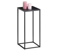 Table d'appoint FLORA sellette bout de canapé style industriel, plateau carré de 30 x 30 cm et structure en métal de coloris noir