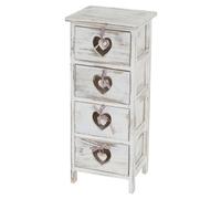 Table d'appoint Forli 4 tiroirs 70x29x25cm shabby vintage blanc