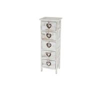 Table d'appoint Forli 5 tiroirs 86x29x25cm shabby vintage blanc Blanc G