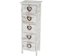 Table d'appoint Forli 5 tiroirs 86x29x25cm shabby vintage blanc Blanc G