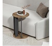 [en.casa] Table d'Appoint Ronde pour Salon Table de Chevet Design pour Chambre Panneau de Particules 64 x 34 cm Effet Noyer Anthracite