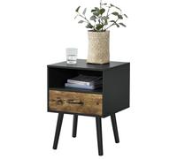 Table d'appoint 'Gävle' 57x42x40 cm avec tiroir Noir/Ton bois foncé
