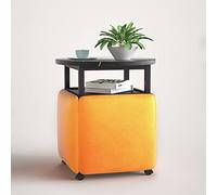 Table d'appoint gigogne 5 en 1, tabourets empilables, pouf gigogne et table basse, ensemble de 5 pièces, chaise cubique avec roulettes pivotantes, repose-pieds for salon, bureau à domicile(Yellow,Blac