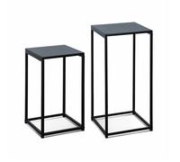 Alice's Home - Lot de 2 Tables d'appoint gigognes Noires - Industrielle - Bouts de canapé 34x34x74cm / 30x30x54cm