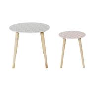Table d'appoint gigogne - home deco factory - motifs azulejos - rouge et blanc