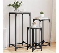 Table d'appoint gigogne - VIDAXL - 3 pièces - Bois d'ingénierie - Métal - Sonoma gris Gris G