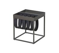 STACIO - Table d'Appoint Grise avec Porte-Brochure -